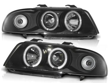 LED Angel Eyes Scheinwerfer für Audi A4 B5 94-98 schwarz